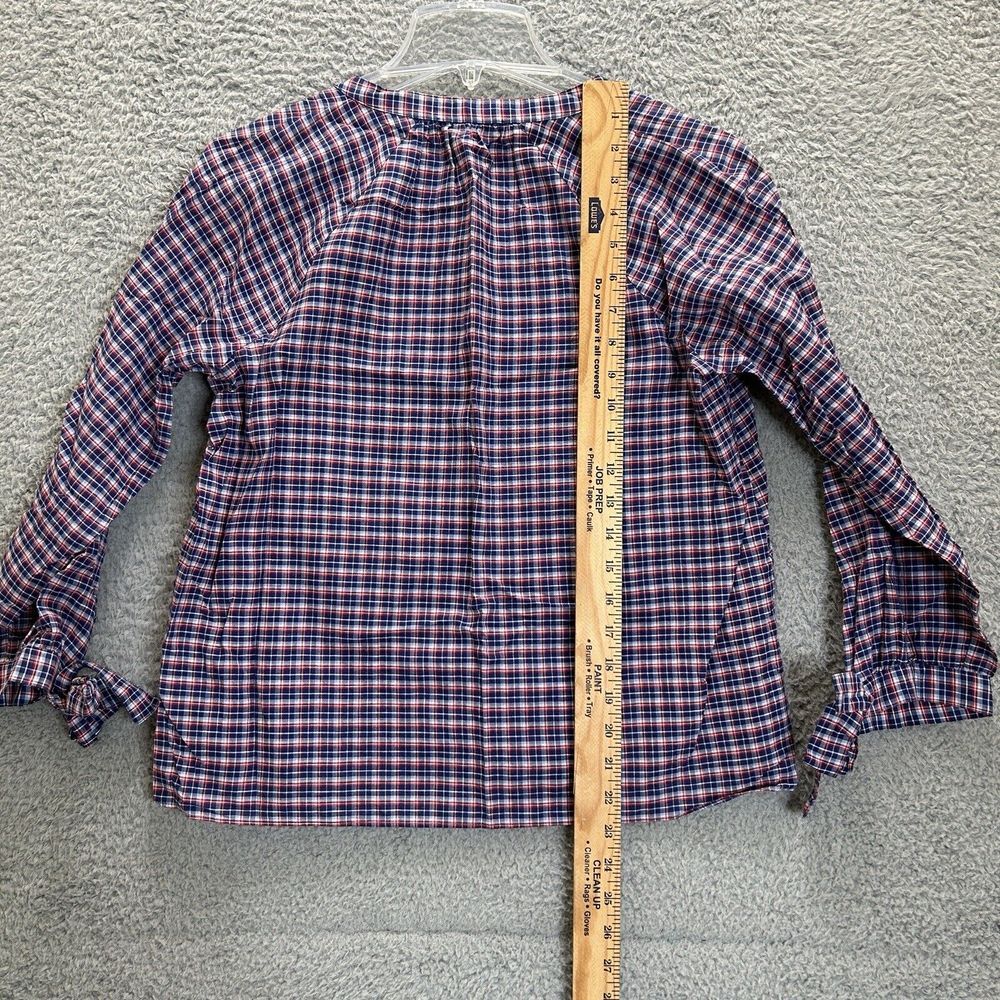 Madewell Shirt Womens Small Whitby Plaid Tie Sleeve Popover Top Peasant - Picture 6 of 8